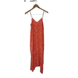 Gap Orange Floral V Neck Spaghetti Strap Handkerchief Dress Rayon S